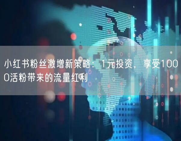 小红书粉丝激增新策略：1元投资，享受1000活粉带来的流量红利