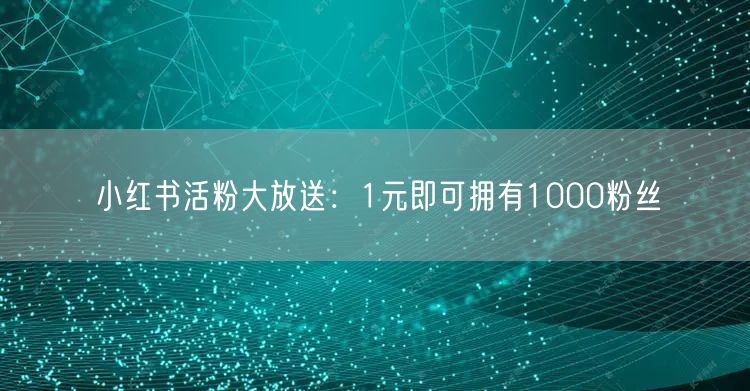 小红书活粉大放送：1元即可拥有1000粉丝