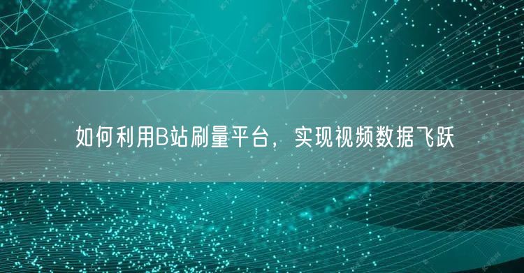 如何利用B站刷量平台，实现视频数据飞跃
